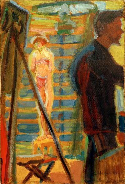 Heckel and Model in the Studio by Ernst Ludwig Kirchner